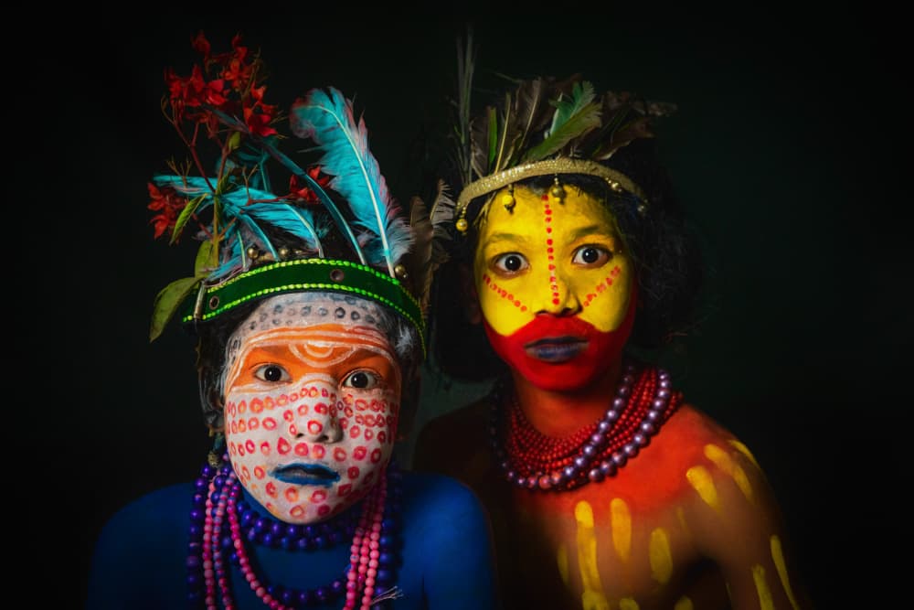Vibrant Tribal Faces by Nilendu Banerjee — canvas wall art