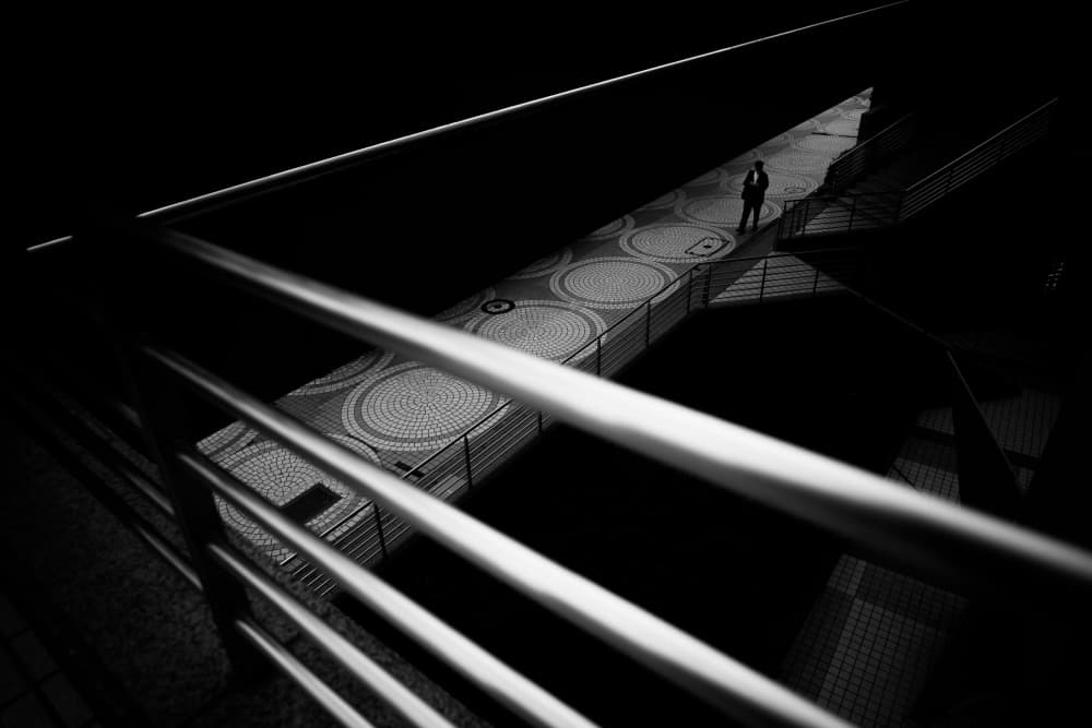 Solitary Man Urban Walkway by Satoshi Hata — canvas wall art
