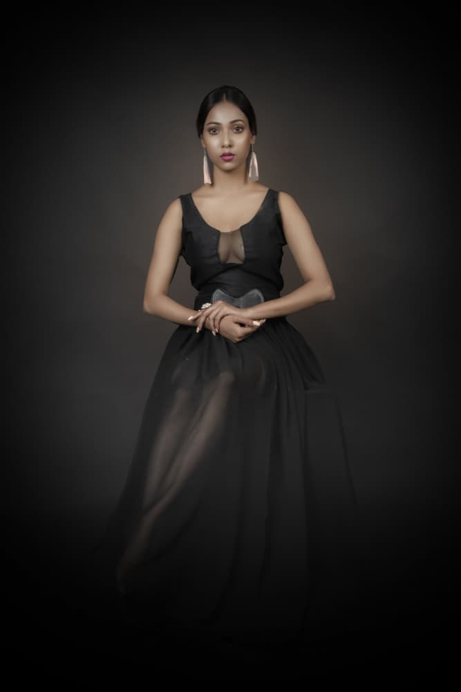 Elegant Woman In Black by PARTHA BHATTACHARYYA — canvas wall art