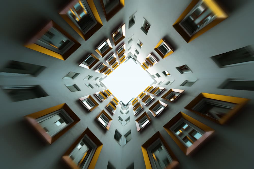 Geometric Building Perspective by Jorge Pimenta — canvas wall art