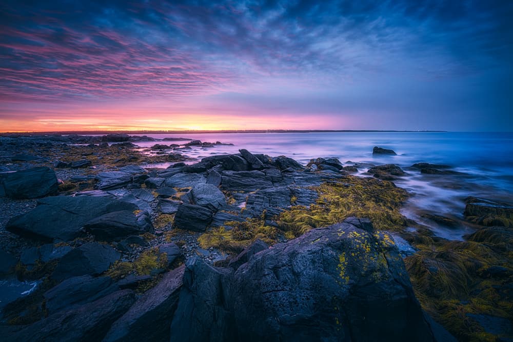 Rocky Shore Sunset by Ben.C.L — canvas wall art