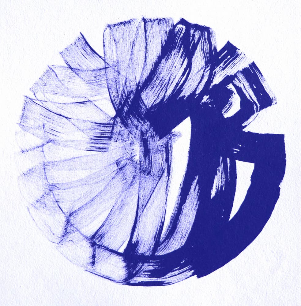 Indigo Flowing Circle by Santhosh ch — canvas wall art