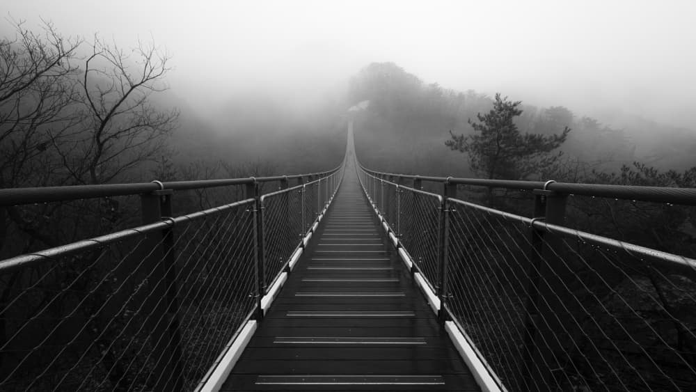Misty Suspension Bridge by Gwangseop Eom — canvas wall art
