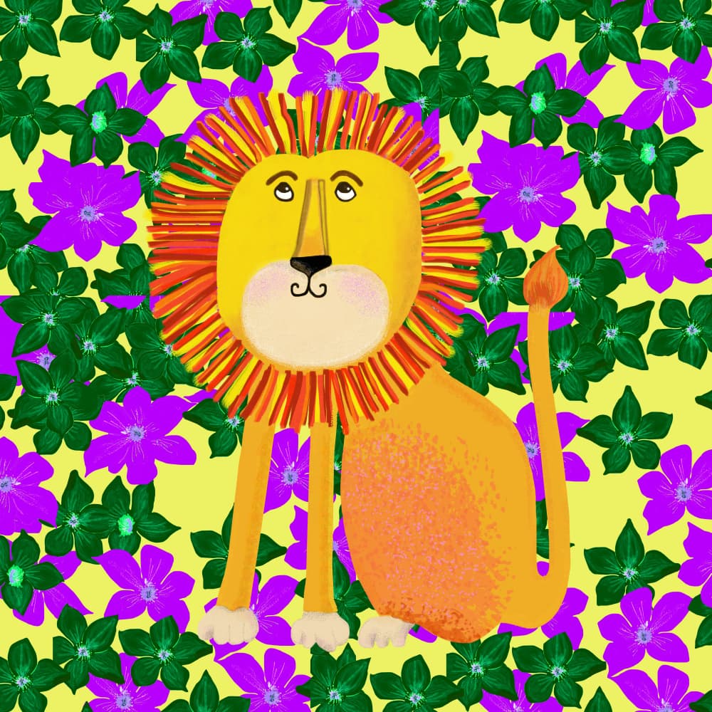 Cheerful Jungle Lion by Lynnda Rakos — canvas wall art