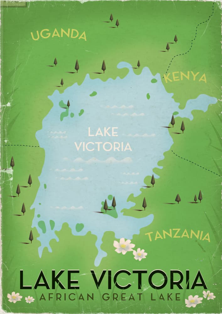 Lake Victoria Travel Map by Nicholas — canvas wall art