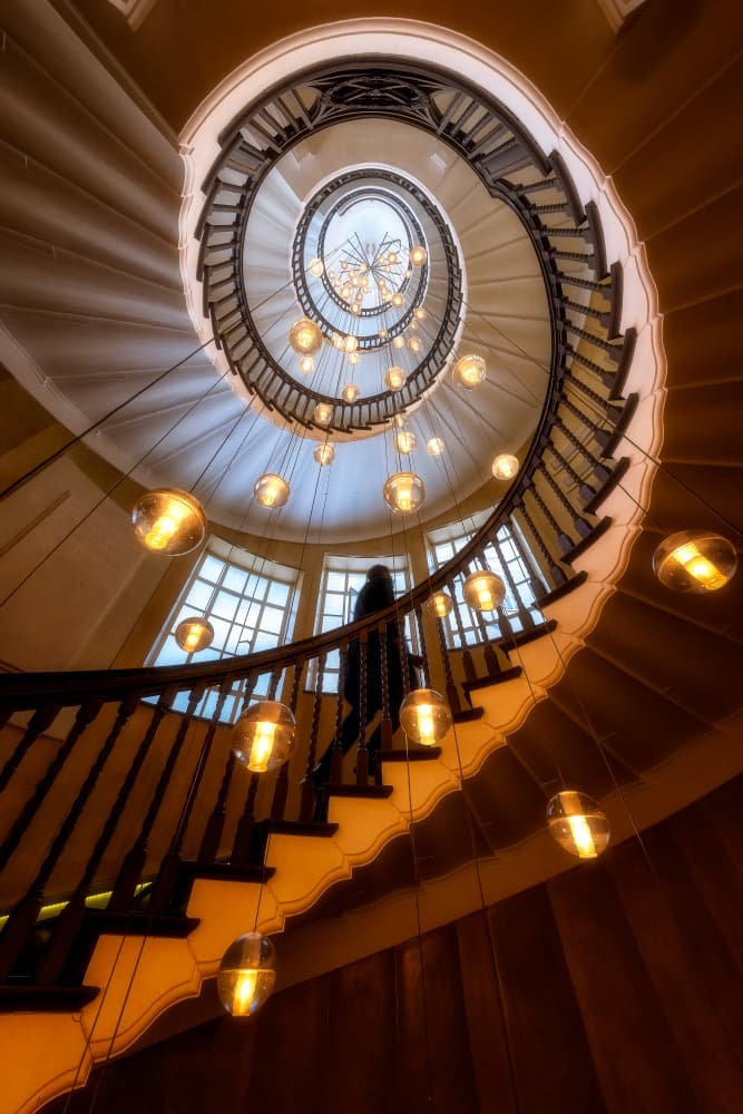 Golden Spiral Staircase by Steven Zhou — canvas wall art