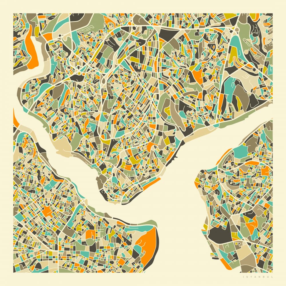 Geometric Istanbul Map by Jazzberry Blue — canvas wall art