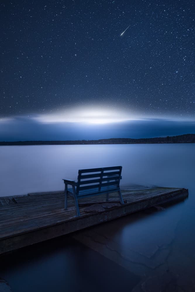 Shooting Star Lake Night by Christian Lindsten — canvas wall art