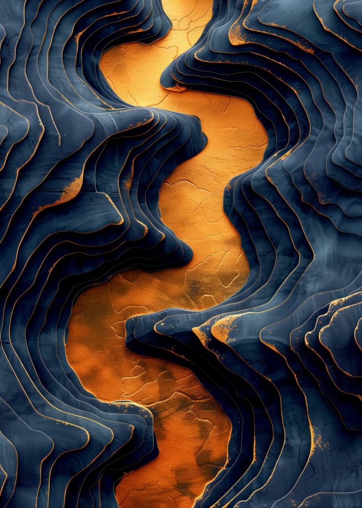 Deep Blue Golden Flow by Justyna Jaszke — canvas wall art