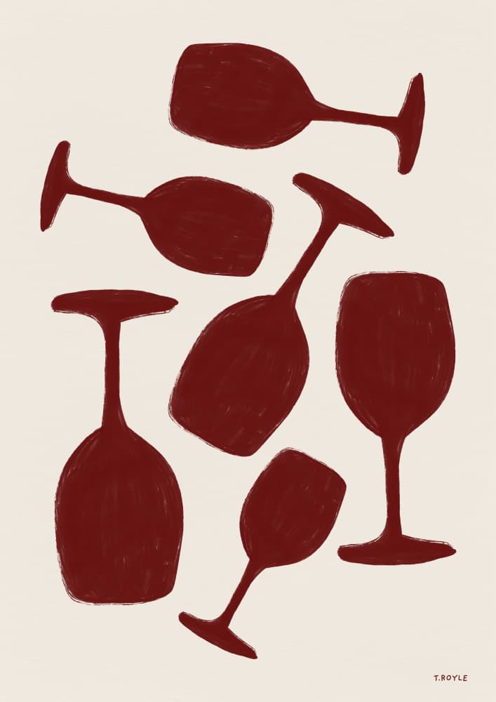 Scattered Wine Glasses by Tara Royle — canvas wall art