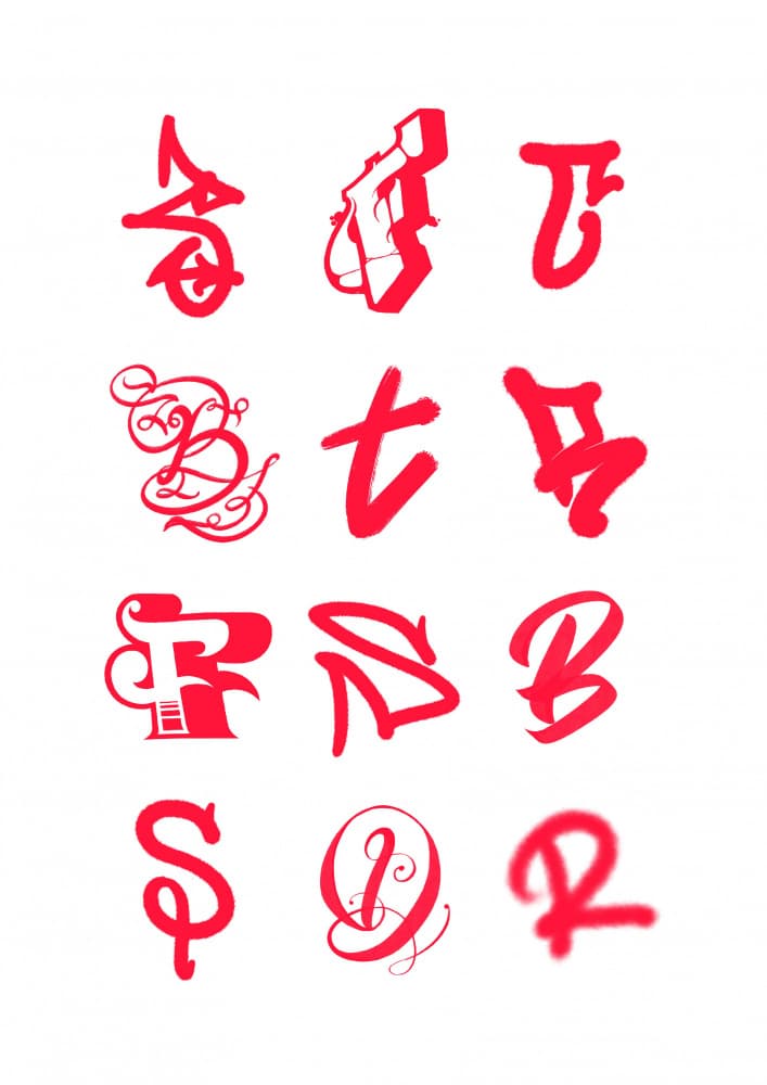 Stylized Red Lettering by Guillaume Laserson — canvas wall art
