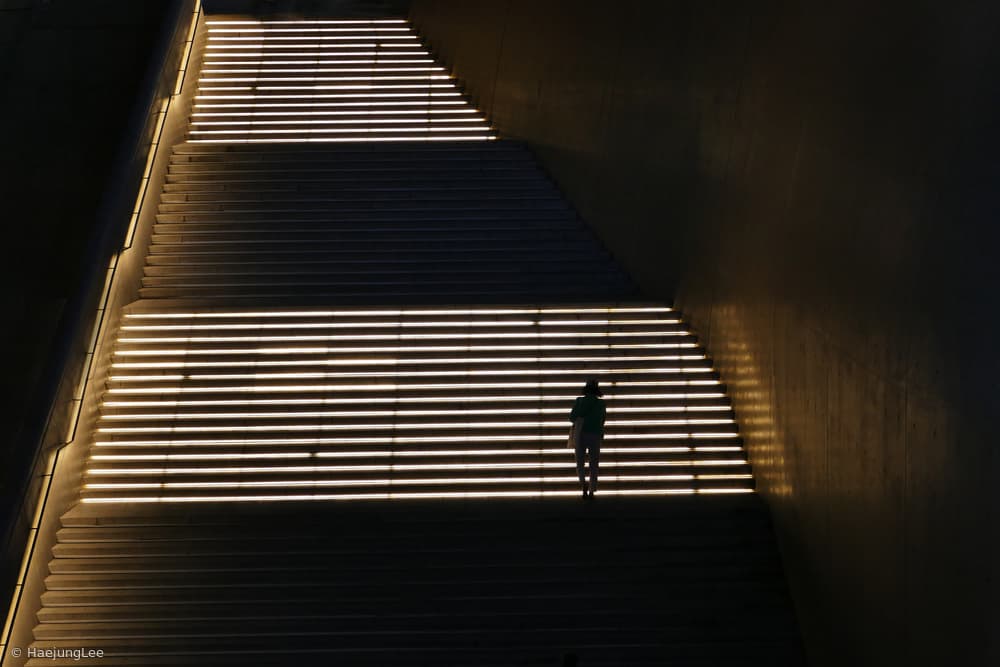Illuminated Steps Ascent by Haejung Lee — canvas wall art