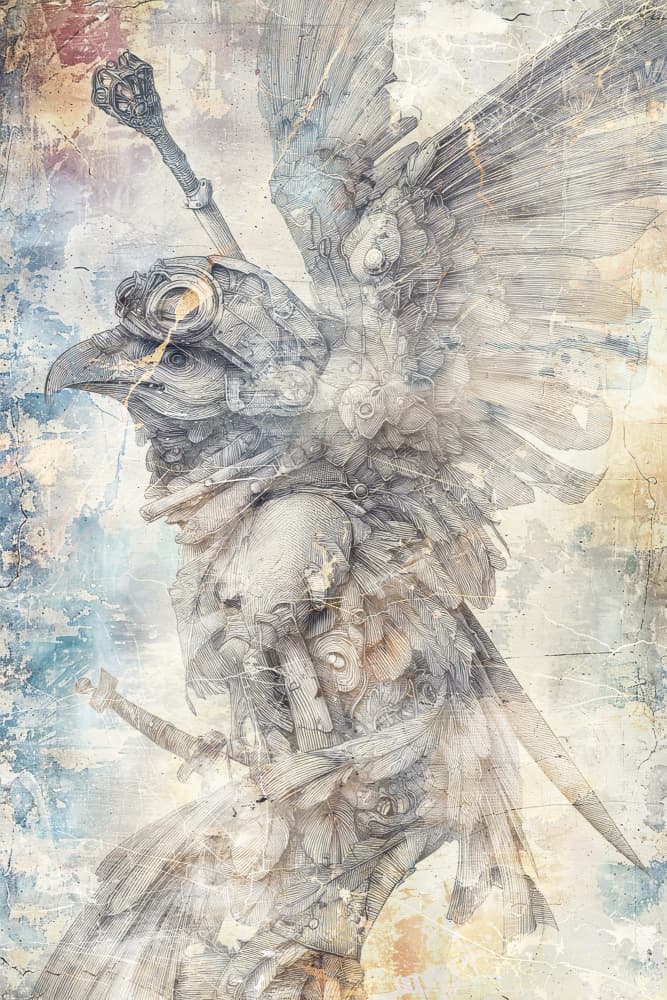 Steampunk Bird Warrior by Rafal Kulik — canvas wall art