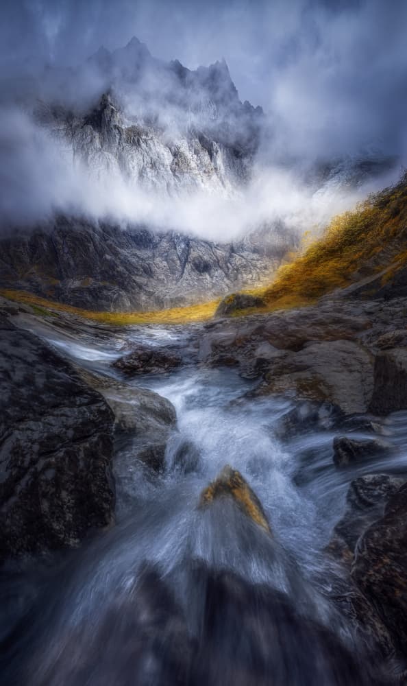 Misty Mountain River by Damon Hao — canvas wall art