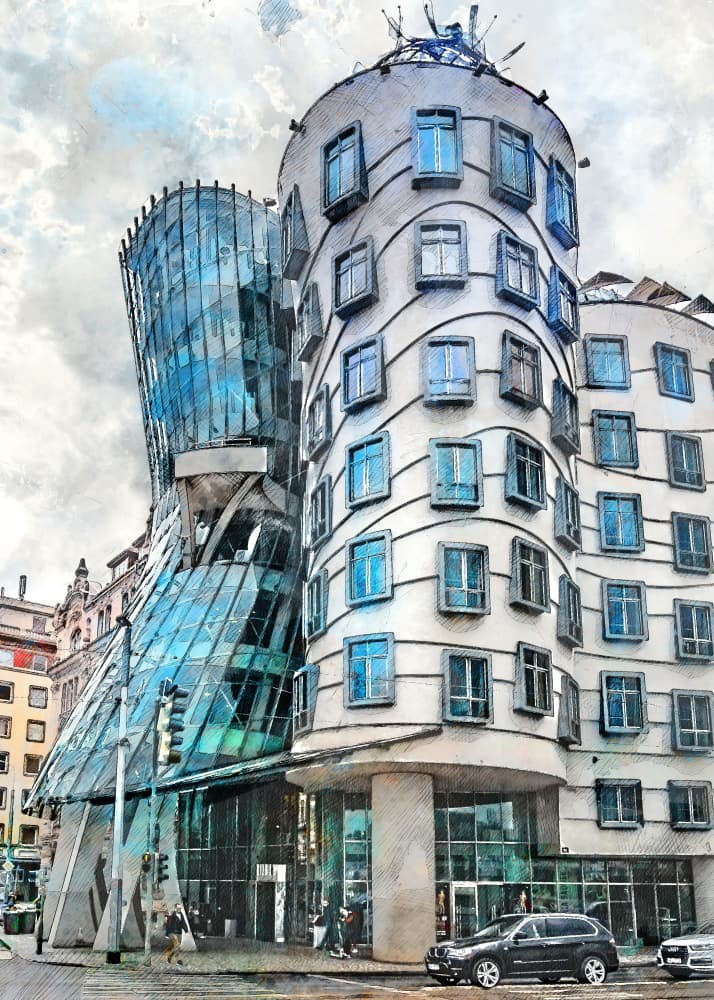 Wavy Prague Architecture by Justyna Jaszke — canvas wall art