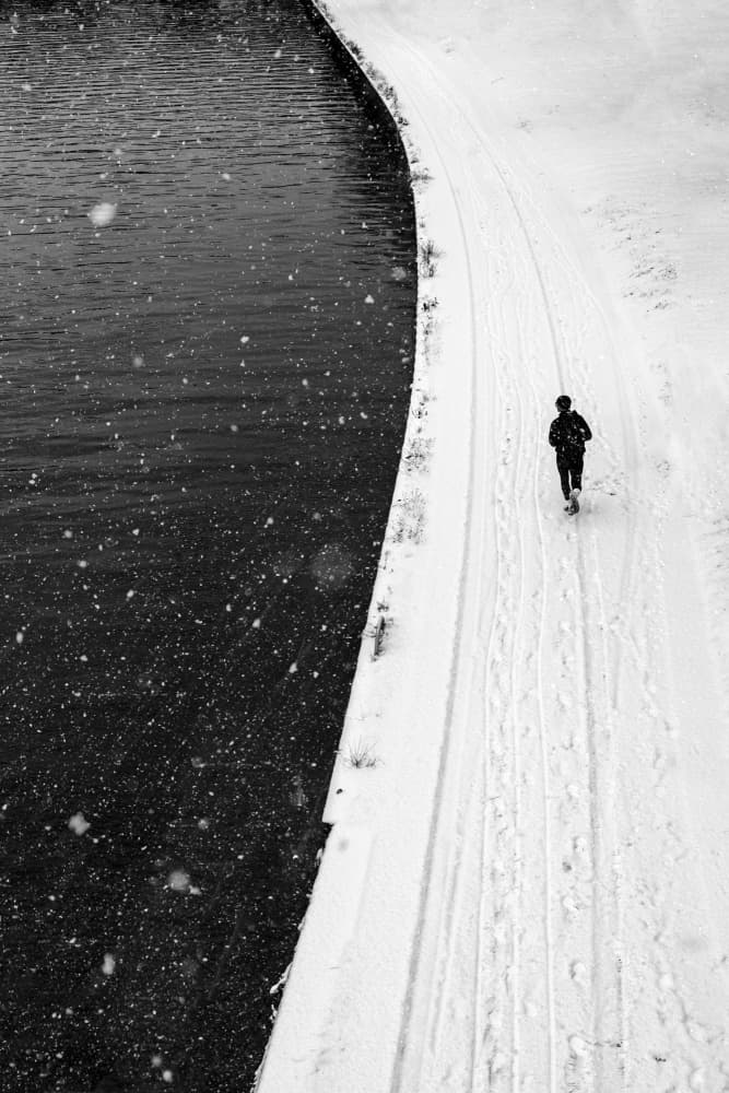 Lone Winter Runner by Eiji Yamamoto — canvas wall art