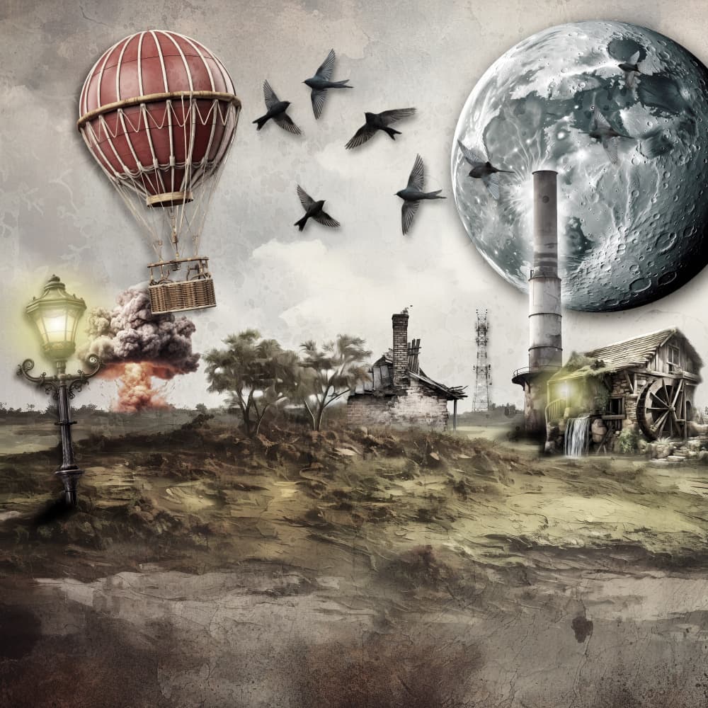 Hot Air Moon Journey by Rafal Kulik — canvas wall art