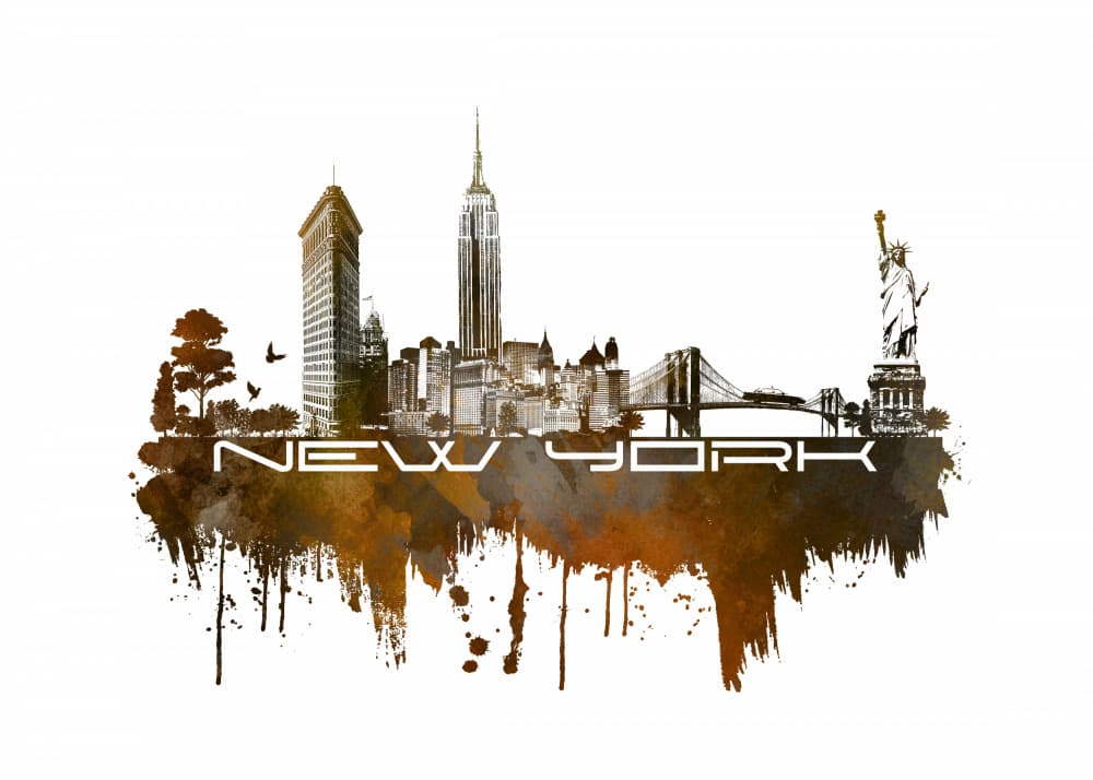 New York City Skyline Splash by Justyna Jaszke — canvas wall art