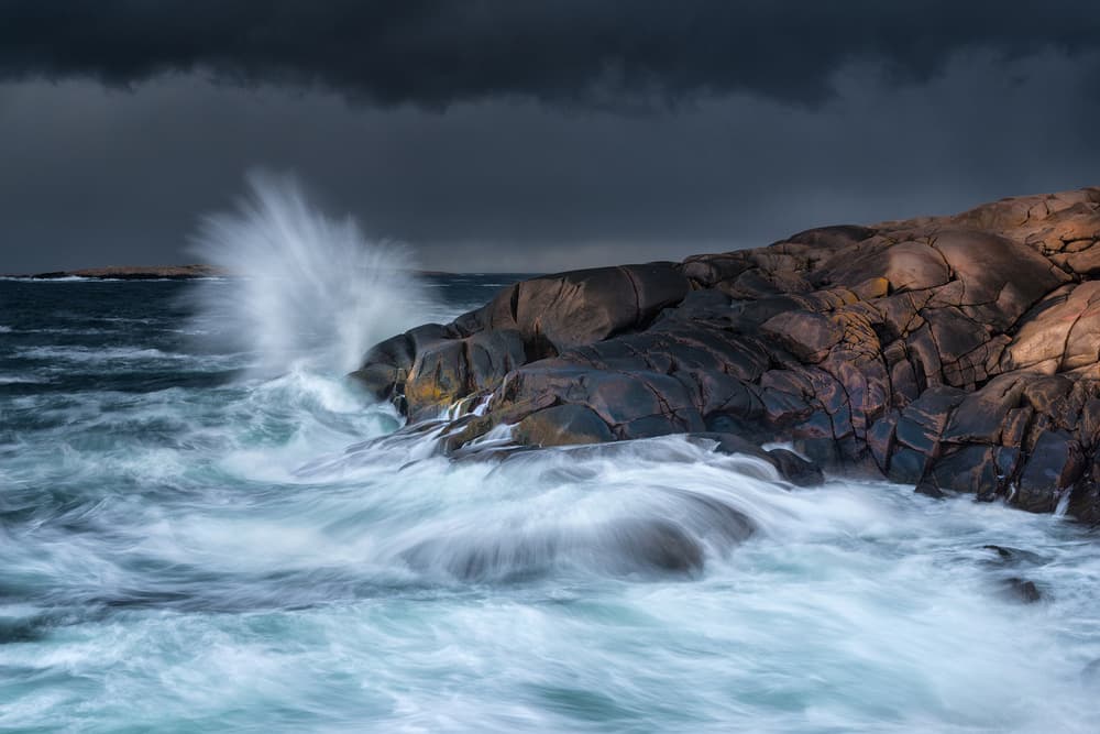 Crashing Waves On Rocks by Claes Thorberntsson — canvas wall art