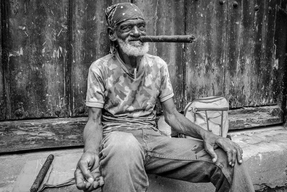 Smiling Man Cigar by Marius Miclea — canvas wall art