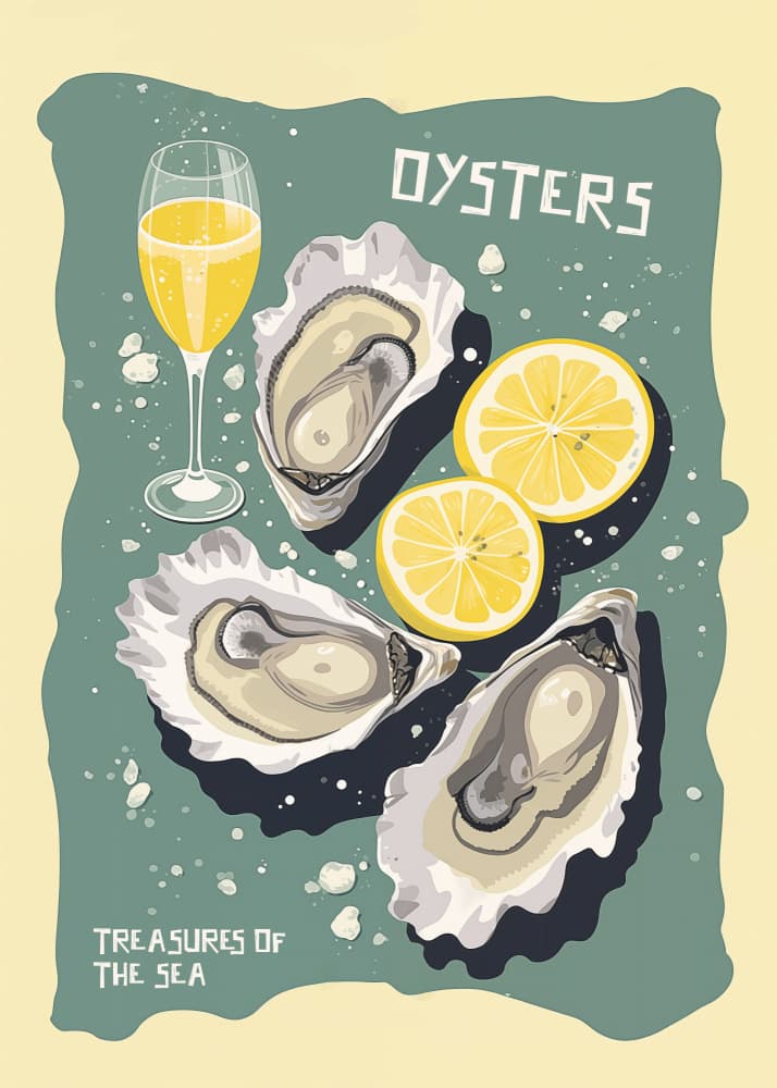 Vintage Oysters and Champagne by Andreas Magnusson — canvas wall art