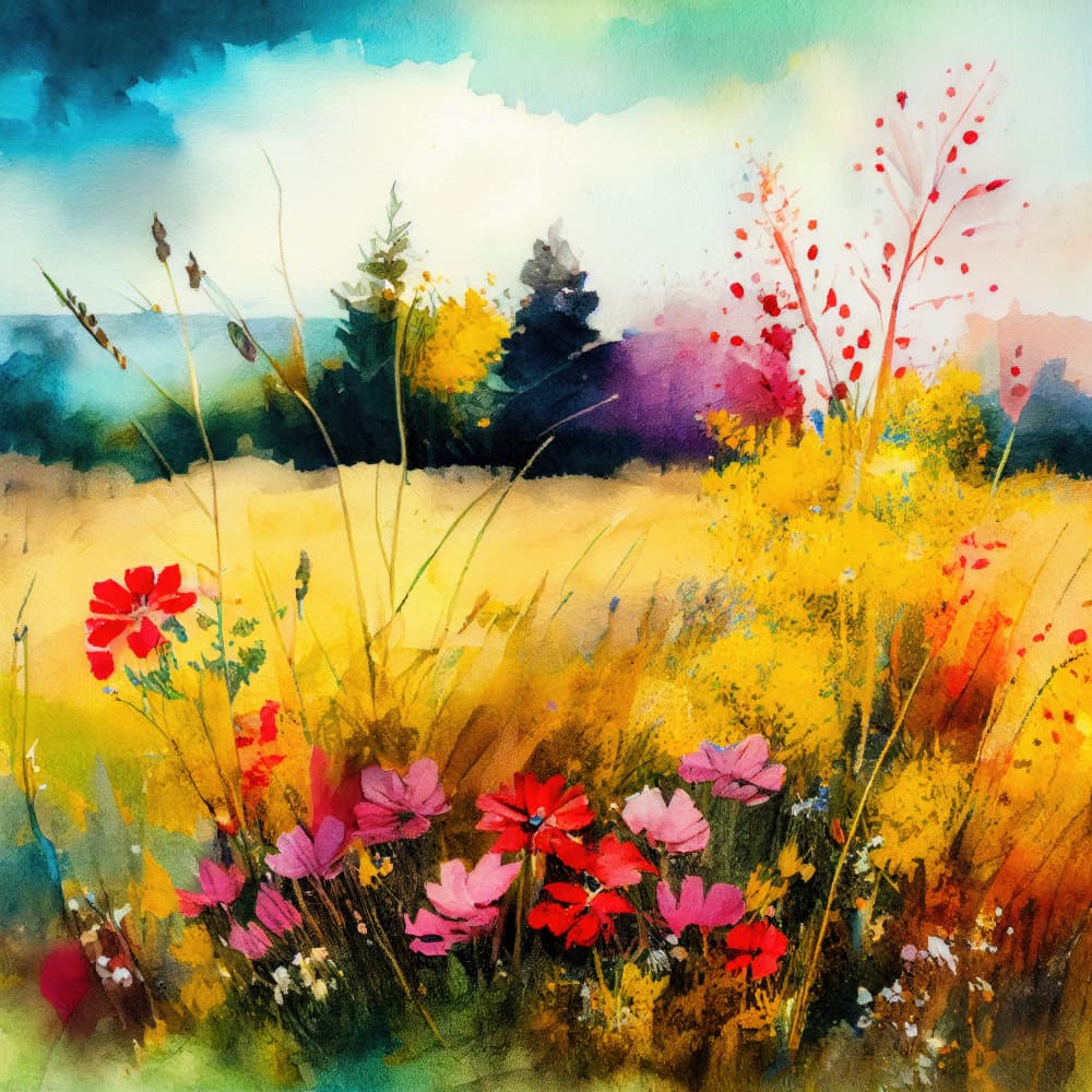 Vibrant Flower Field by Justyna Jaszke — canvas wall art