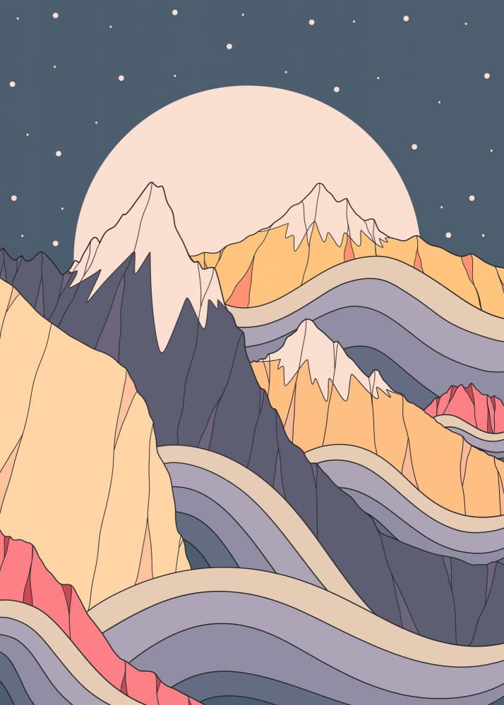 Moonlit Mountain Waves by Stephen Wade — canvas wall art