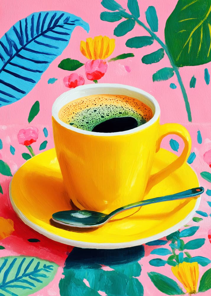 Vibrant Coffee Tropical Bloom by Justyna Jaszke — canvas wall art