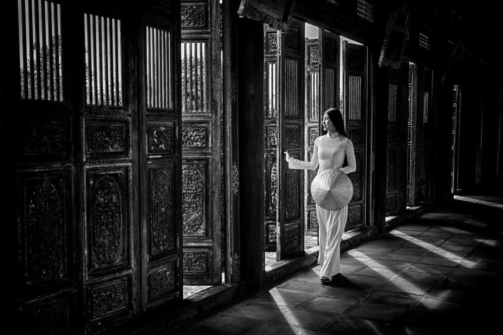 Graceful Ao Dai Woman by Angela Muliani Hartojo — canvas wall art