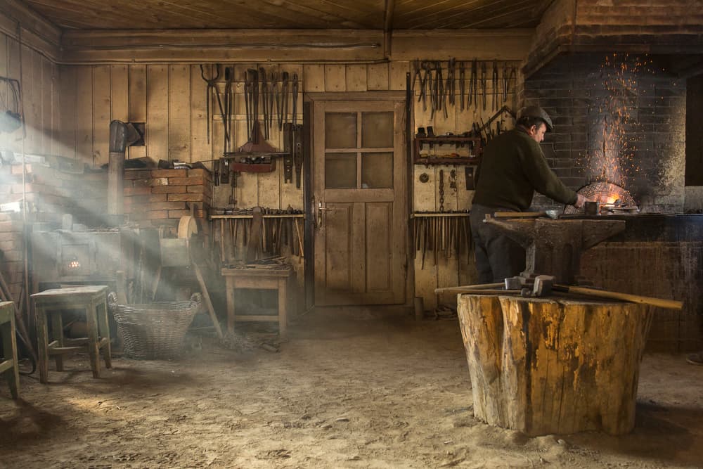 Traditional Blacksmith Workshop by Dan Mirica — canvas wall art