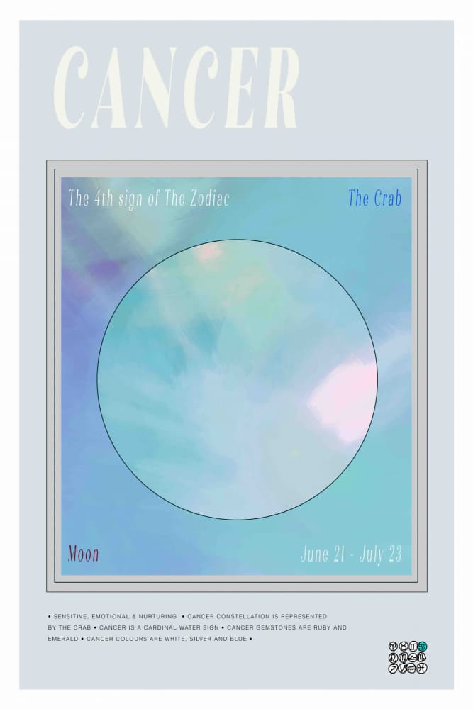 Cancer Zodiac Moon by casa cartissi — canvas wall art