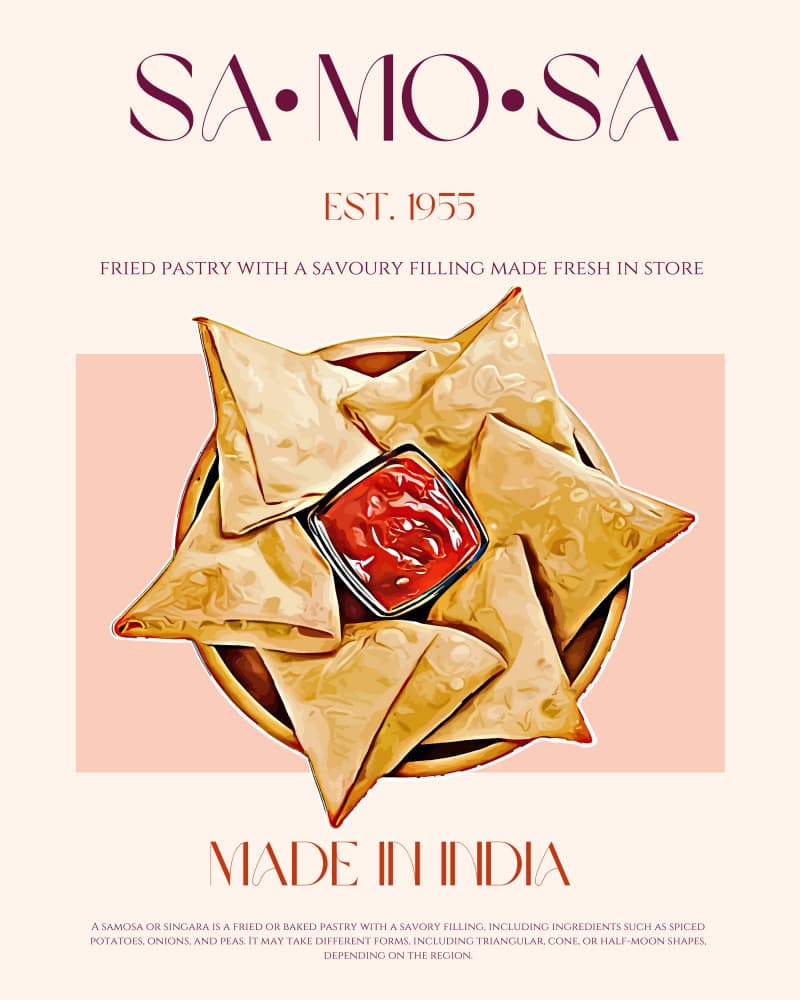 Golden Samosas with Dip by Nazma Khokhar — canvas wall art