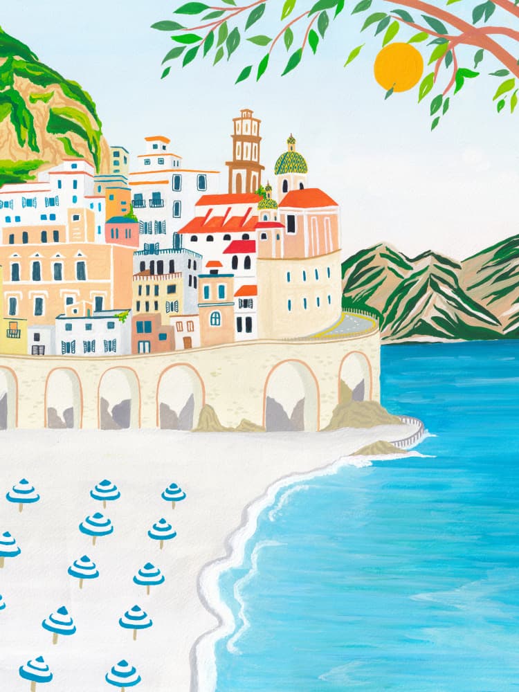 Amalfi Coast Beach Day by zarish chaudhry — canvas wall art