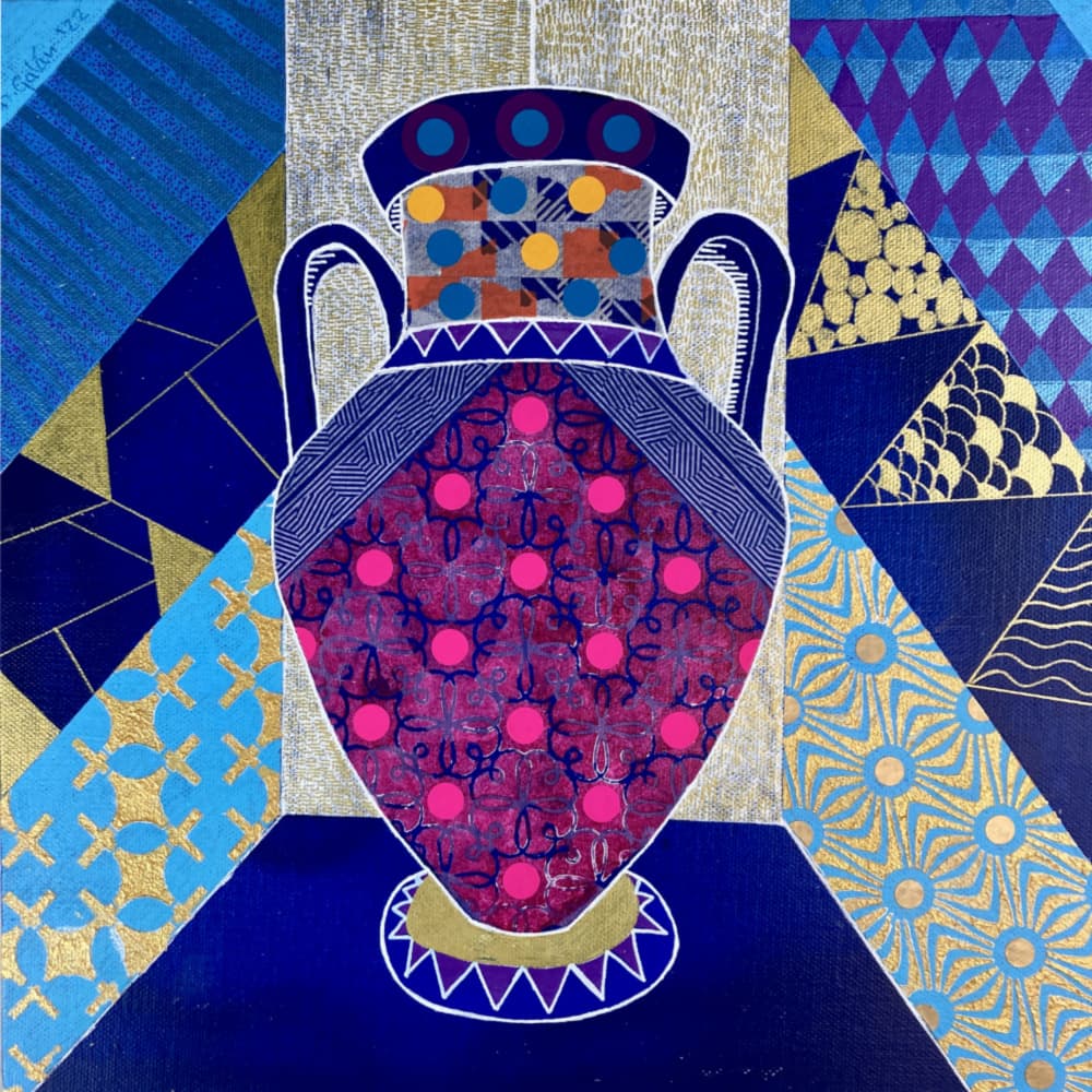 Vibrant Patterned Vase by David Galan — canvas wall art