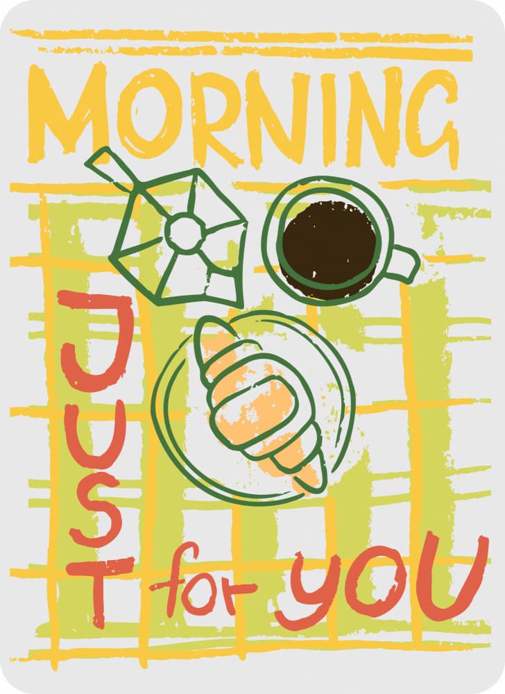 Morning Coffee Croissant by Marika Barsrsind — canvas wall art