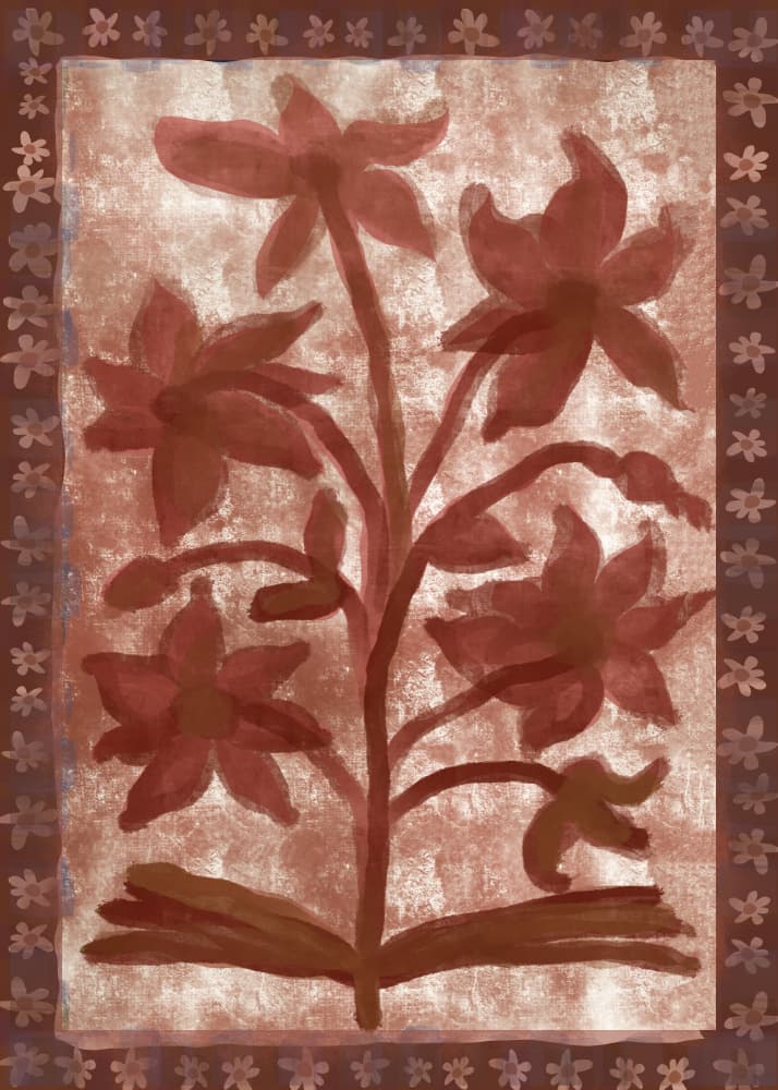 Terracotta Floral Design by casa cartissi — canvas wall art