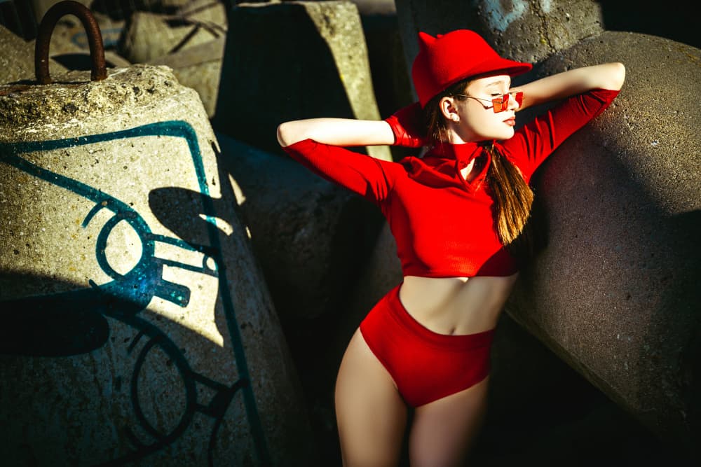 Bold Red Urban Fashion by Ruslan Bolgov — canvas wall art