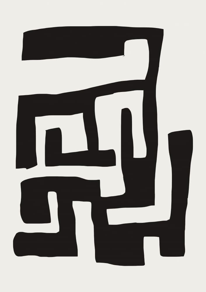 Abstract Monochrome Maze by Juliana Sampaio Silva — canvas wall art