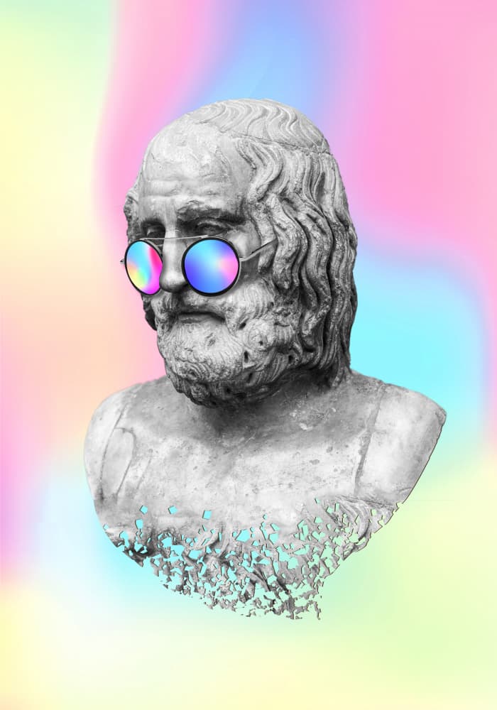 Vaporwave Philosopher Bust by Fadil Roze — canvas wall art