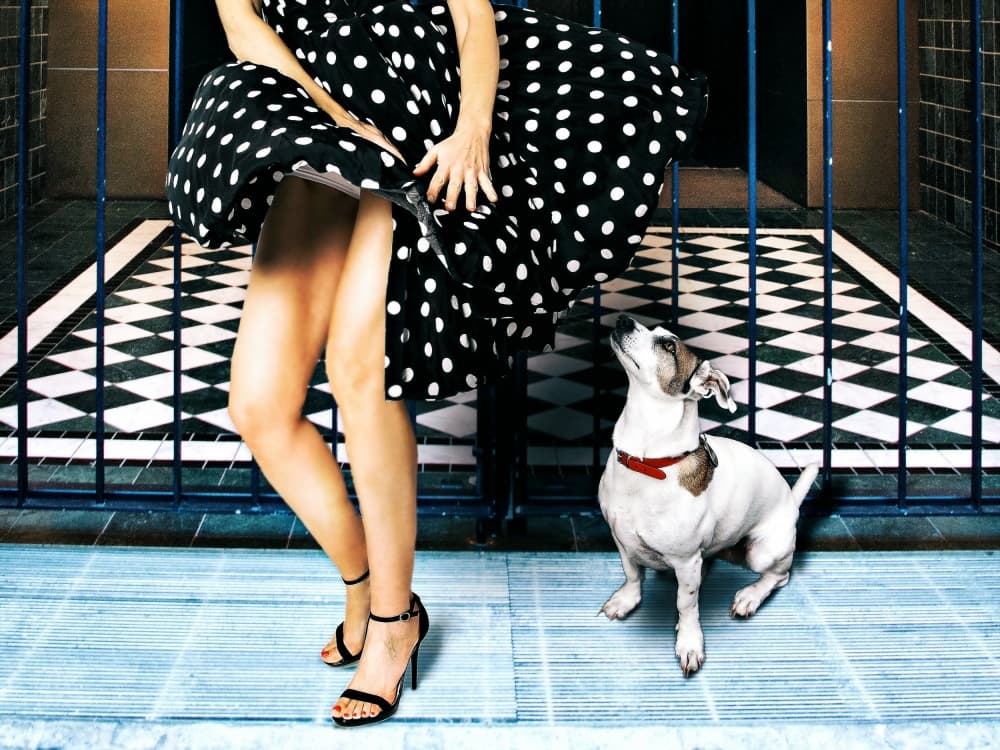 Windblown Polka Dot Dress by Klaus Tutsch — canvas wall art