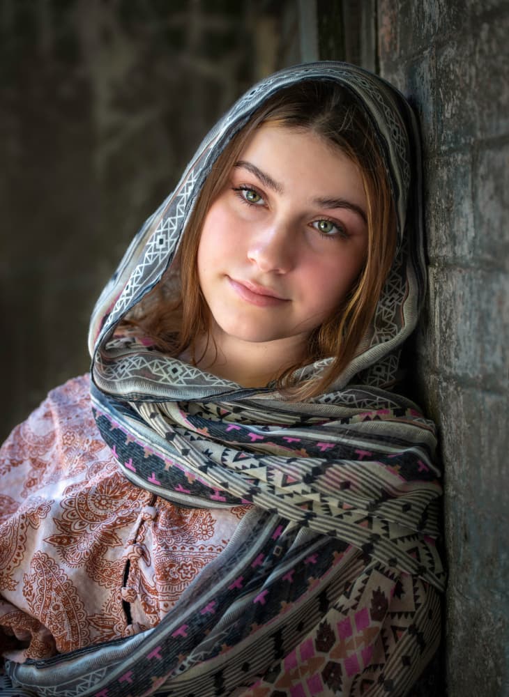 Serene Portrait With Scarf by Emanuel Papamanolis — canvas wall art