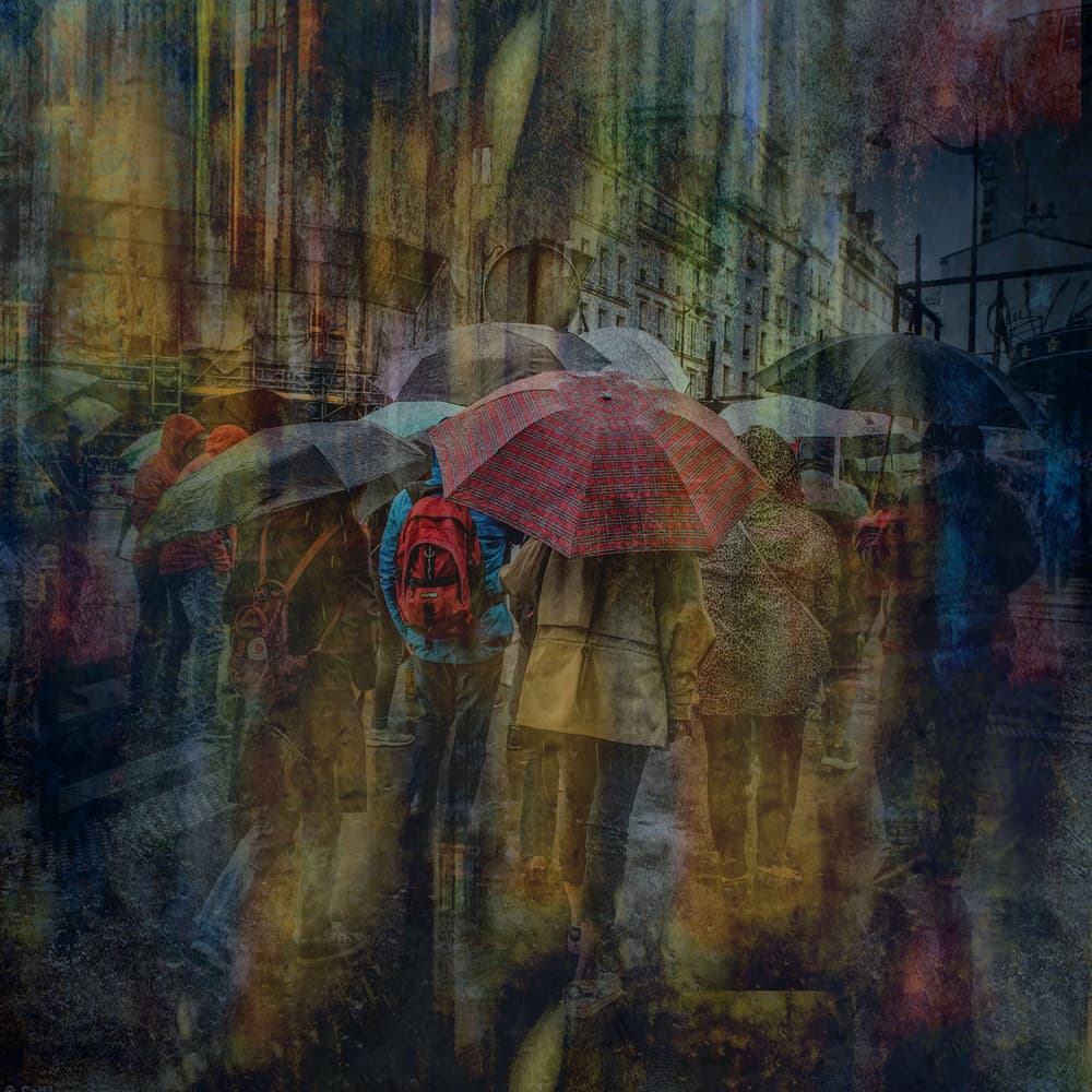 City Rain Umbrellas by Anette Ohlendorf — canvas wall art
