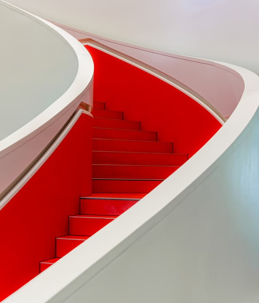 Red Spiral Staircase by Stephan Rückert — canvas wall art