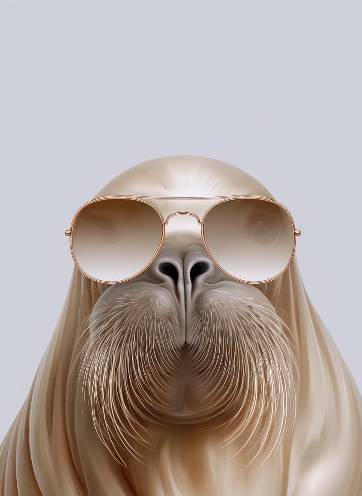 Cool Walrus Sunglasses by Justyna Jaszke — canvas wall art