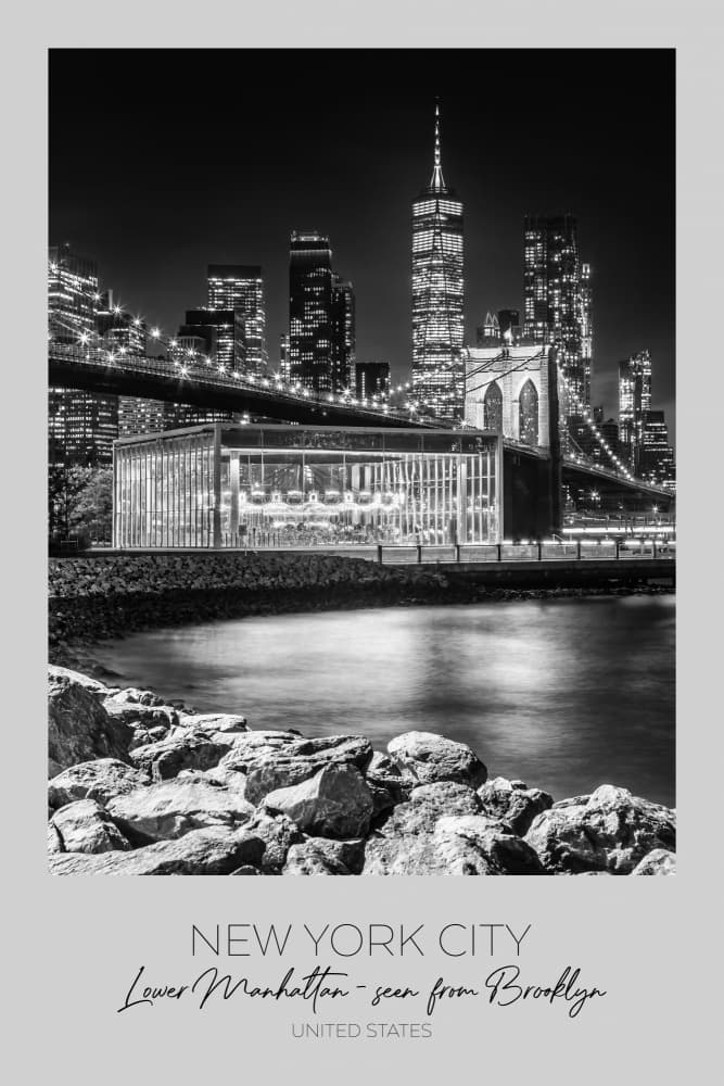 Brooklyn Bridge Carousel Night by Melanie Viola — canvas wall art