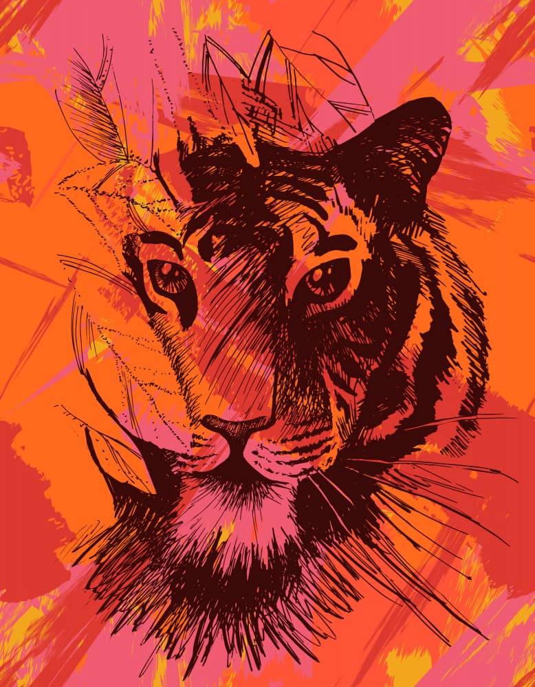 Wild Tiger Face by Marika Barsrsind — canvas wall art