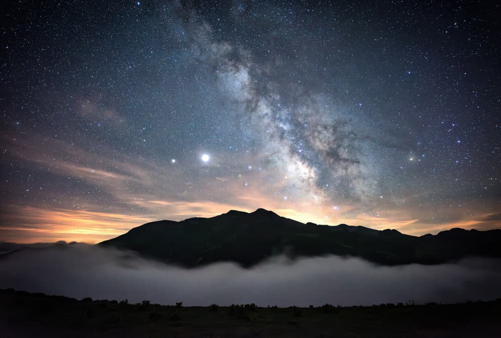 Milky Way Over Mountains by carmenvillar — canvas wall art