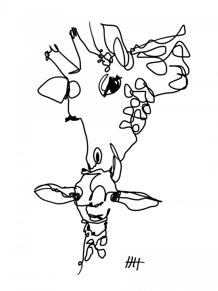 One Line Giraffe by Hanna Lee Tidd — canvas wall art
