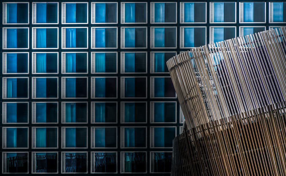 Urban Blue Geometry by Stephan Rückert — canvas wall art