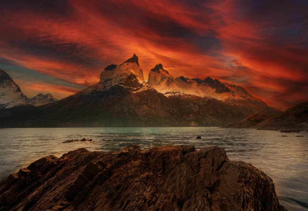 Fiery Mountain Sunset by Yuan Su — canvas wall art